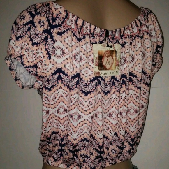 ABOUT A GIRL BELLY MIDRIFF OFF THE SHOULDER SHIRT - Picture 3 of 3